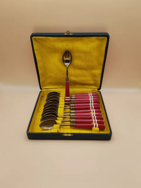 Coffret À 12 Petites Cuillères à Désert Vintage