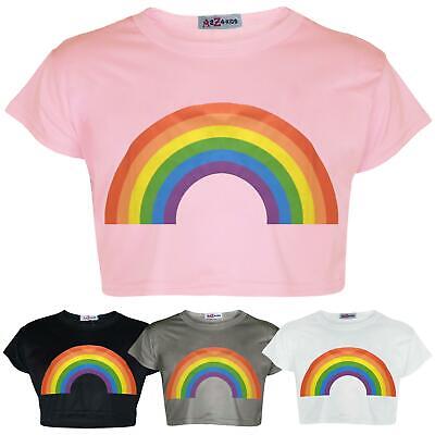 Ragazze Bambini Top Tops Rainbow Stampa Alla Moda Fahsion alla moda T Shirt Crop Top 5-13 Y