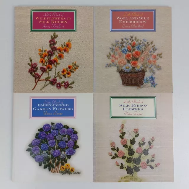 Little Book of Embroidery x 4 Paperback Book Set Silk Ribbon Wool Bradford