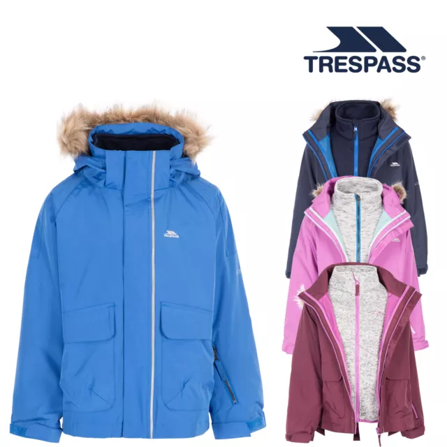 Trespass Kids Giacca 3in1 Cappotto Impermeabile con Ribaltamento in Pile