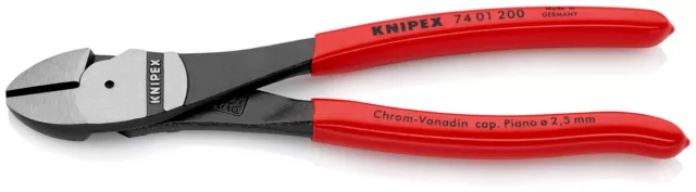 KNIPEX Kraft-Seitenschneider 200mm, Kunststoff überzogen, schwarz atramentiert