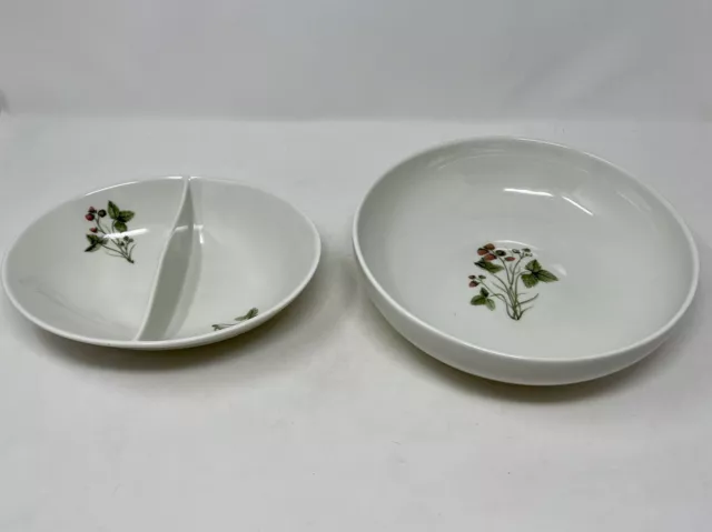 Peter Terris Shenango STRAWBERRY 9.5” Round Serving Bowl & 9” Oval Divided Bowl