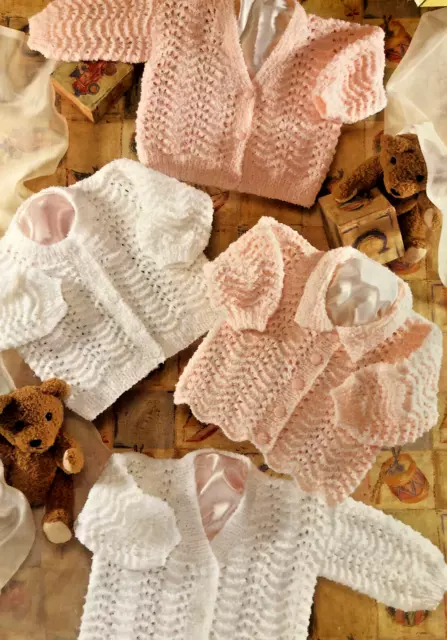 KNITTING PATTERN BABY 0 - 5 yrs GIRLS LACY CARDIGANS DK Pattern 16 - 26 " - 328