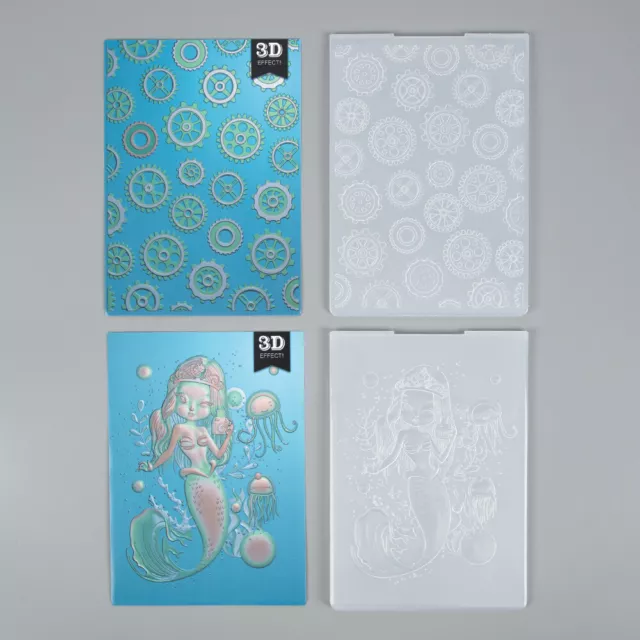 3D Gear Mermaid Plastic Embossing Folder Stencils Scrapbooking Card Making Craft