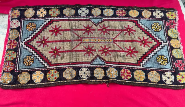 VTG Rug blanket Old Native American ? Textile weaving Sampler 36" x 19" Antique