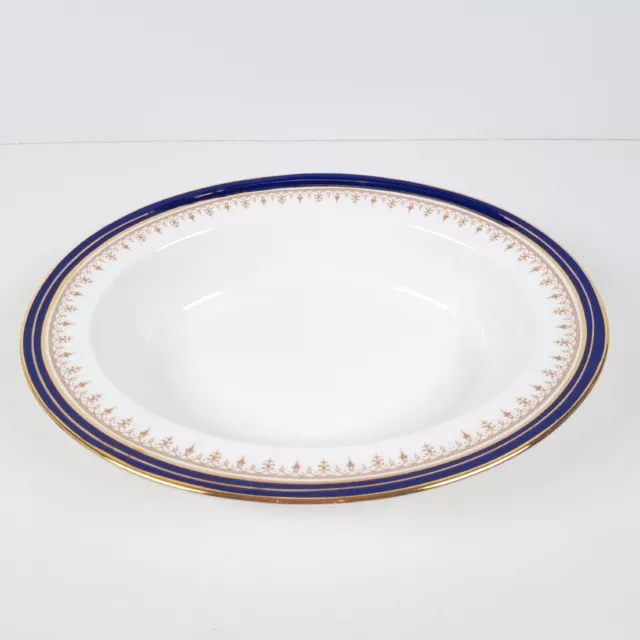 Aynsley Leighton Oval Vegetable Serving Bowl Cobalt & Gold Bone China England 2