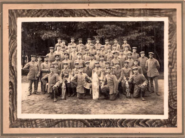 Gruppe kaiserlicher Soldaten der Minenwerferschule Ünterlüß 1916, 18,5 x 14 cm