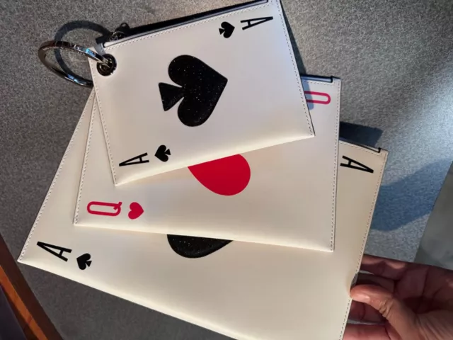 Kate Spade Very RARE Lucky Visit Draw Playing Cards Trio Clutch Purse