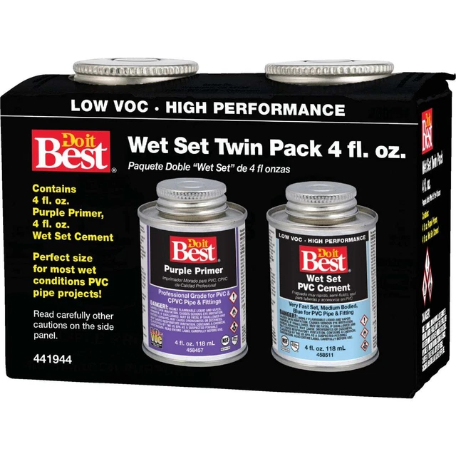 Do it Best Wet Set Purple Primer and PVC Cement Kit, (2) 4 Oz. Cans 019552 SIM