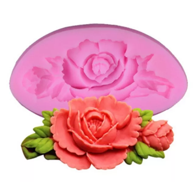 3D Rose Flower Silicone Fondant Cake Topper Mold Chocolate Candy Baking Mould