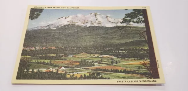 MT. SHASTA, CA City Forest Mountains Volcano G229 1940s Linen Postcard ...