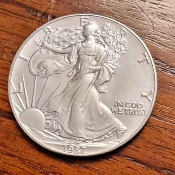 Pièce de 1 dollar en argent fin 1987 Walking Liberty de 1 once