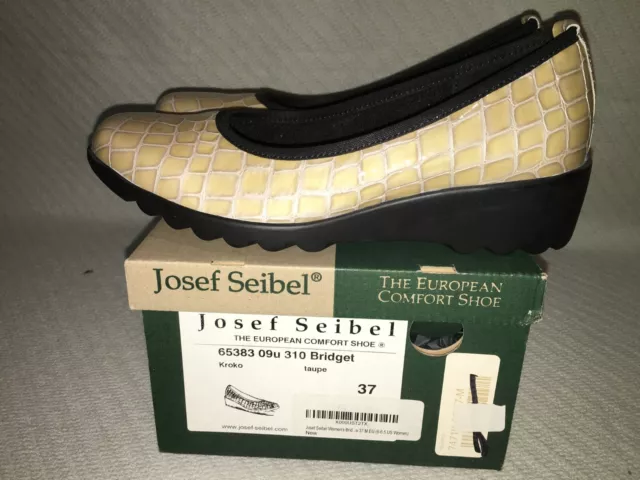 Ladies Size 6.5 (37) Josef Seibel Bridget Kroko Taupe 1.5" Wedge Comfort Shoe