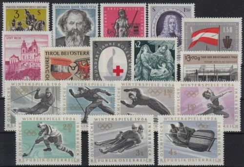 AUSTRIA MNH 1963 Annata Completa Nuovo - 17 francobolli ***