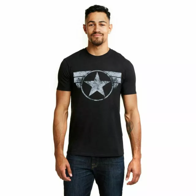 T-shirt ufficiale Marvel da uomo con logo Captain America nera S - XXL