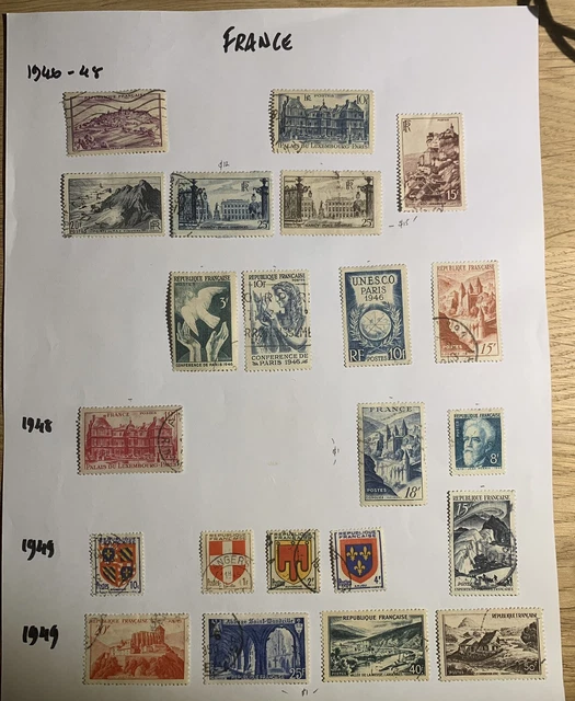 France 1946-49 Collection Of Good Used Stamps On Page.