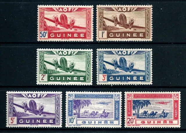 French Guinea Stamps Aviation Plane Over Caravan Sc #C6-12 MNH Short Set 1942