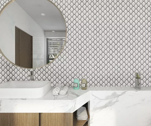 Pure white Gloss 280 x 280  High Quality A-Grade Designer Hex Mosaic tiles