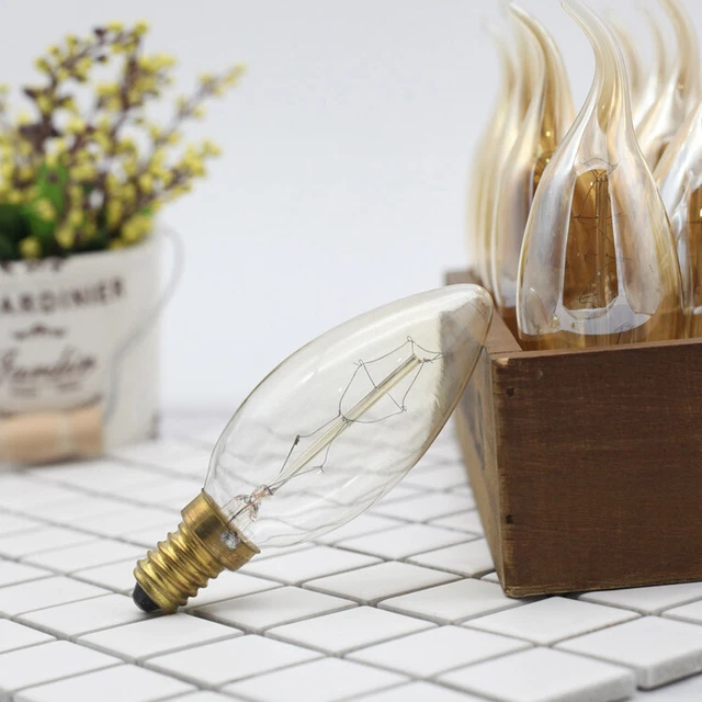 Edison E14 Small Screw SES Bulbs C35 Candle / Flame Shaped 40W Filament Dimmable