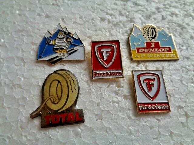 Job lot of 5 Tyre advertising Michelin etc metal lapel pins