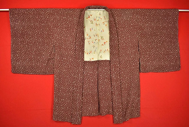 Vintage Japanese Kimono Silk Antique BORO HAORI Kusakizome Dyed/B624/370
