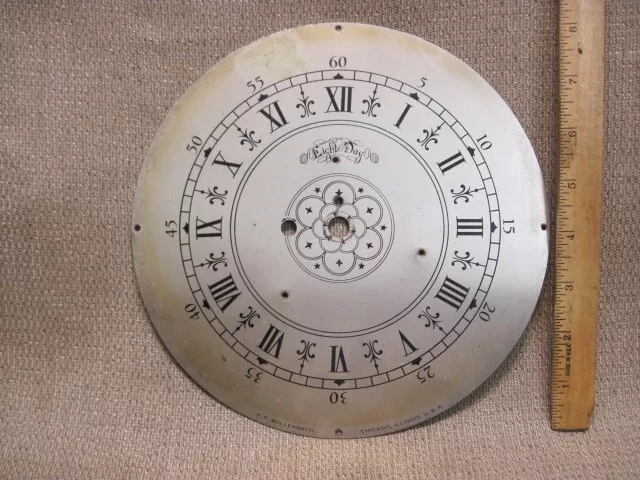 Antique/Vintage P.F. Bollenbach Silver-plated Engraved Brass Clock Dial