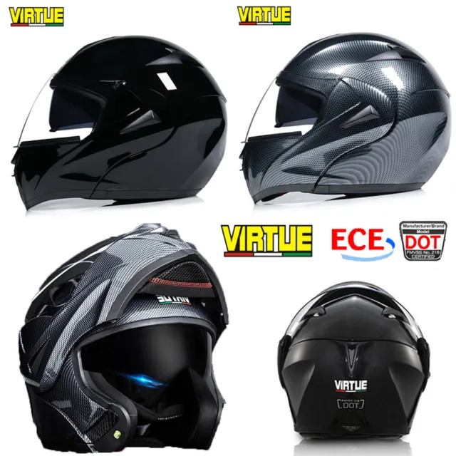 DOT Modular Flip Up Motorcycle Helmet Full Face Dual Visor Moto Helmet