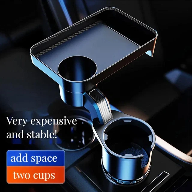 Car Cup Holder with Attachable Tray 360° Swivel Food Eating Tray Table Expander]