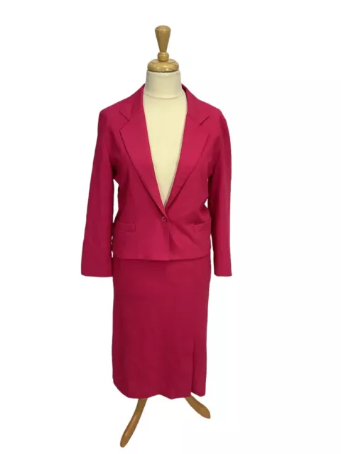 Jacques Vert fuscia suit UK 14 skirt & jacket mother of the bride WOOL BLEND #1C
