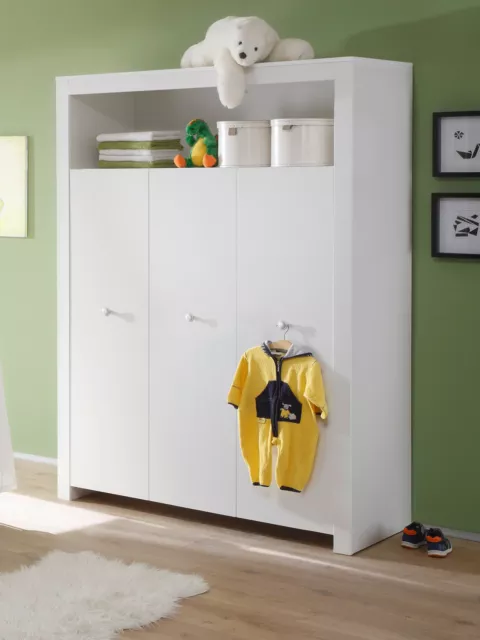 Kleiderschrank weiß Kinderzimmer Babyzimmer Schrank 3-türig Möbel mit GS Olivia