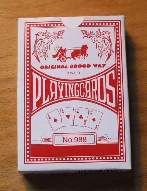 (1) No. 988  Original Brood Way Deck Of Playing Cards - Red