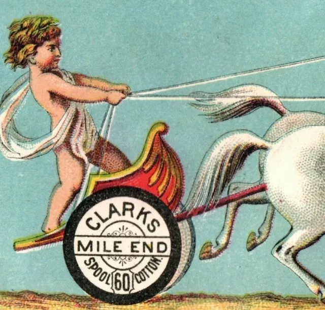 1880s Clark's Mile-End Spool Cotton Cherub & Chariot White Horses P206