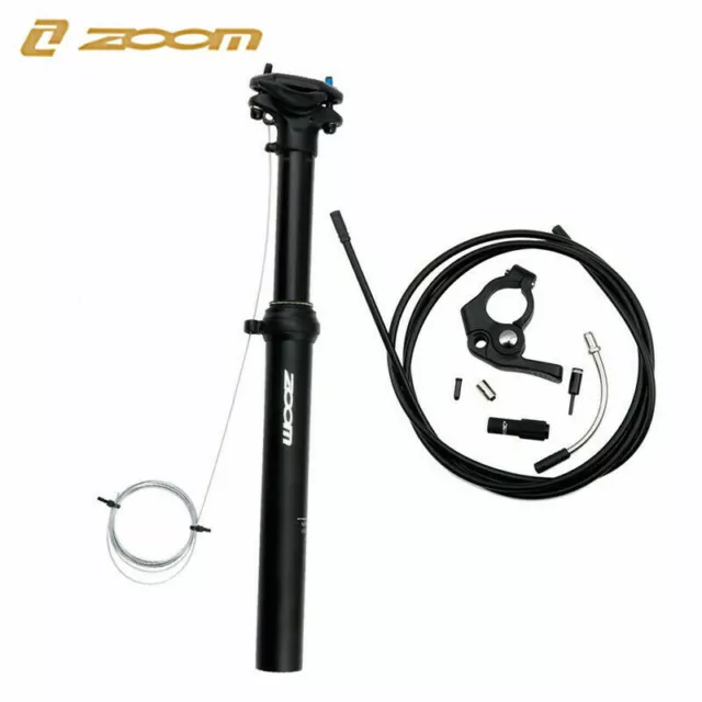 ZOOM MTB Bike Seatpost Dropper 100mm Travel 30.9 Dia External Cable Remote Lever