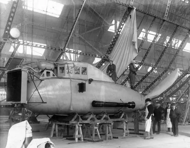 The Gondola For A Zeppelin Being Constructed At Short Aviation History Old Photo