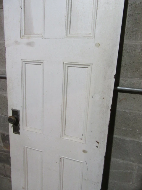 ~ ANTIQUE OAK 6 PANEL DOOR WITH HARDWARE RR ~ 28 x 81.5 ARCHITECTURAL SALVAGE 11