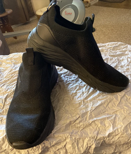 Avia Slip On Sneakers Womens 8 Black Knit Arch Support Lightweight (Gently Used)