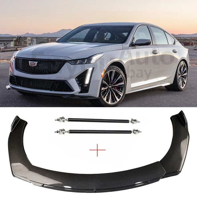 Front Bumper Lip + Strut Rods carbon fiber For Cadillac CT4 CT5 CT6 CTS ATS