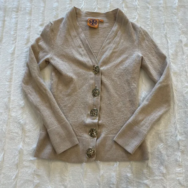 Tory Burch Size XS Simone Merino Wool V Neck Cardigan