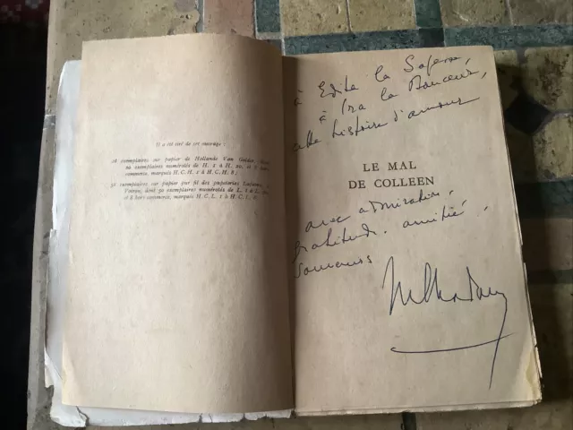 Le Mal De Colleen, CHADOURNE MARC, LIBRAIRIE PLON 1955, First Edition 2