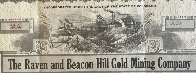 Raven and Beacon Hill Gold Mining Certificate