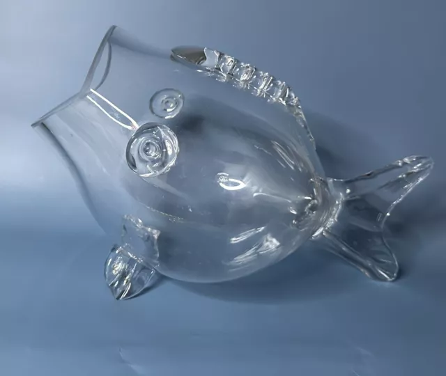 MCM Clear Art Glass Fish Shaped Bowl/Centerpiece Nautical Themed Home Decor