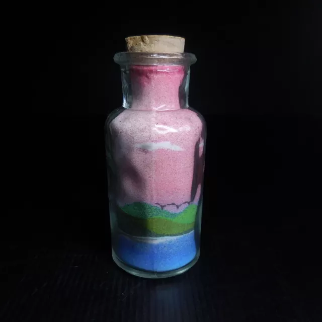Vintage Art Deco Landscape Cork Glass Multi-Colored Sea Salt Bottle N7365 4