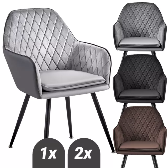 Esszimmerstühle Sessel in Samt und Lederoptik  Küchenstühle mit Metallgestell