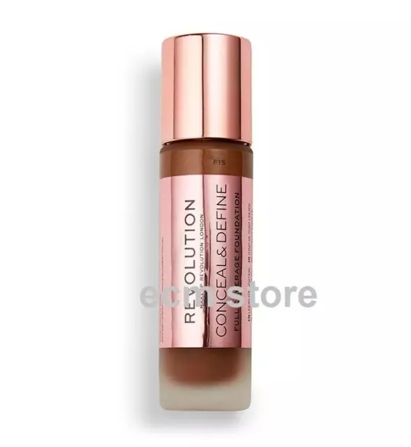 Revolution - Fond de teint Liquide F15 Conceal & Define 23 ml /EBON