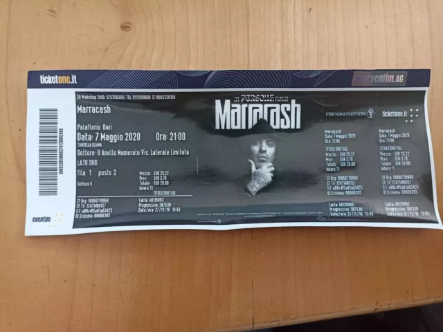 Biglietto Marracash Numerato Concerto Bari 07/10