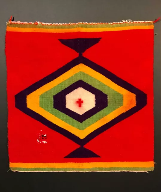 Historic Navajo Germantown Sampler Rug,Wild Colors & Design With Cross,C1885,Nr!