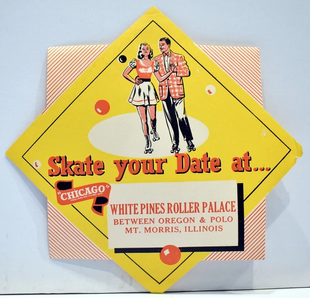 1940S WHITE PINE Roller Palace Skating Rink Label Mount Morris Oregon ...