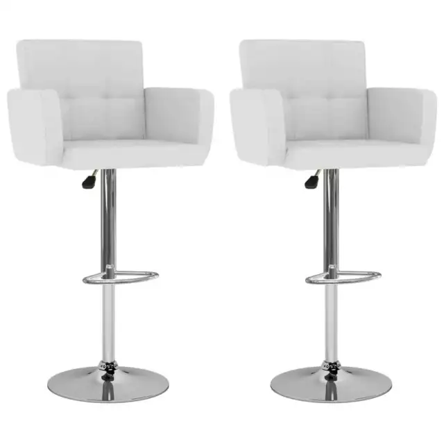 Tabourets de bar lot de 2 blanc similicuir