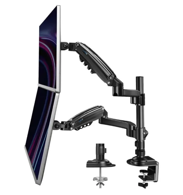 HUANUO Dual Monitor Stand for 13 to 32 Inch Screens Height Adjustable Rotation