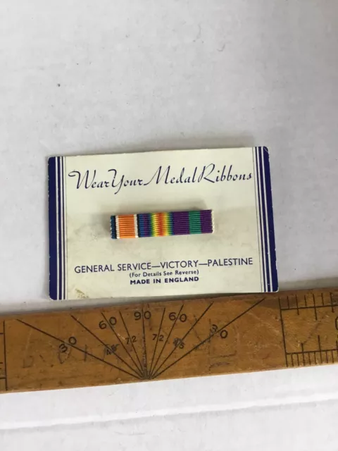 WWI British War Service Victory Medal & Palestine Service Ribbon Bar Pinback